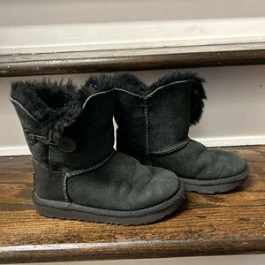 UGG Black Kids Boots with Button Detail
